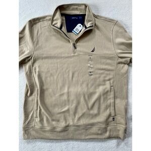 Nautica Quarter Zip Pullover Mens XL Military Tan Logo K37170 New With Tags